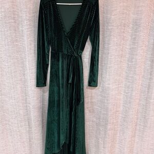 Baltic Born Deep Green Velvet Long Sleeve Dress